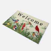 Vogels op boomdeurmat, natuurlijke deurmat (Schuin)