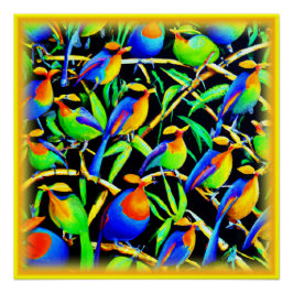 Vogels op boomschilderen. Bestel nu Perfect Poster