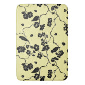Vogels op Cherry Blossom Black op Lemon Yellow Badmat (Voorkant Verticaal)