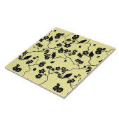 Vogels op Cherry Blossom Black op Lemon Yellow Tegeltje (Zijkant)