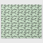 Vogels op Cherry Blossom Black op Mint Green Cadeaupapier (Vlak)