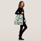 Vogels op Cherry Blossom Black op Mint Green Crossbody Tas (Op model)