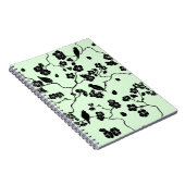 Vogels op Cherry Blossom Black op Mint Green Notitieboek (Rechterzijde)