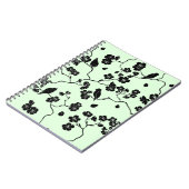 Vogels op Cherry Blossom Black op Mint Green Notitieboek (Linkerzijde)