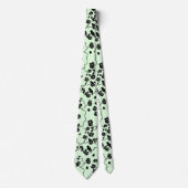 Vogels op Cherry Blossom Black op Mint Green Stropdas (Voorkant)
