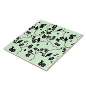 Vogels op Cherry Blossom Black op Mint Green Tegeltje (Zijkant)