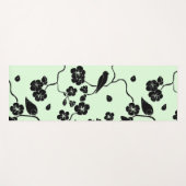 Vogels op Cherry Blossom Black op Mint Green Yogamat (Voorkant (horizontaal))