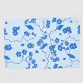 Vogels op Cherry Blossom Blue op Blue Golfhanddoek (Horizontaal)