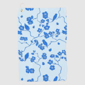 Vogels op Cherry Blossom Blue op Blue Golfhanddoek (Voorkant)