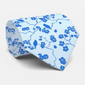 Vogels op Cherry Blossom Blue op Blue Stropdas (Opgerold)