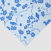 Vogels op Cherry Blossom Blue op Blue Tissuepapier (Detail)