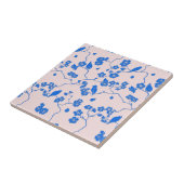 Vogels op Cherry Blossom Blue op Blush Tegeltje (Zijkant)