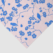 Vogels op Cherry Blossom Blue op Blush Tissuepapier (Detail)