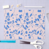 Vogels op Cherry Blossom Blue op Blush Tissuepapier (Craft)
