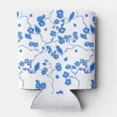 Vogels op Cherry Blossom Blue Print Blikjeskoeler (Achterkant)
