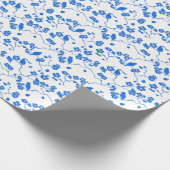 Vogels op Cherry Blossom Blue Print Cadeaupapier (Hoek)