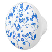 Vogels op Cherry Blossom Blue Print Keramische Knop (Rechts)
