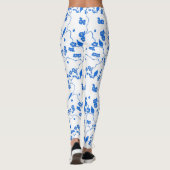 Vogels op Cherry Blossom Blue Print Leggings (Achterkant)