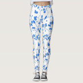 Vogels op Cherry Blossom Blue Print Leggings (Voorkant)