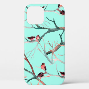 Vogels op de boomtakken waterverf met de hand gesc Case-Mate iPhone case