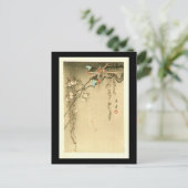 Vogels op de Cherry Tree van Seitei Watanabe 1851- Briefkaart (Staand voorkant)