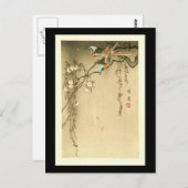 Vogels op de Cherry Tree van Seitei Watanabe 1851- Briefkaart (Voorkant / Achterkant)