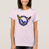 Vogels op de Natuur van de bloem met de bloem T-shirt (Voorkant)