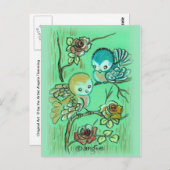 Vogels op de Struik van het Roos Briefkaart (Voorkant / Achterkant)