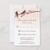 Vogels op de ventilator Sakura RSVP/Kaart antwoord Kaart (Achterkant)