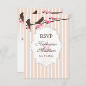 Vogels op de ventilator Sakura RSVP/Kaart antwoord Kaart (Voorkant / Achterkant)