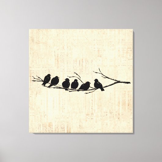 Vogels op de vogelkunst van de boomtak canvas afdruk (Voorkant)