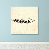Vogels op de vogelkunst van de boomtak canvas afdruk (Insitu (Houten vloer))