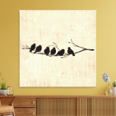 Vogels op de vogelkunst van de boomtak canvas afdruk (Insitu (Woonkamer))