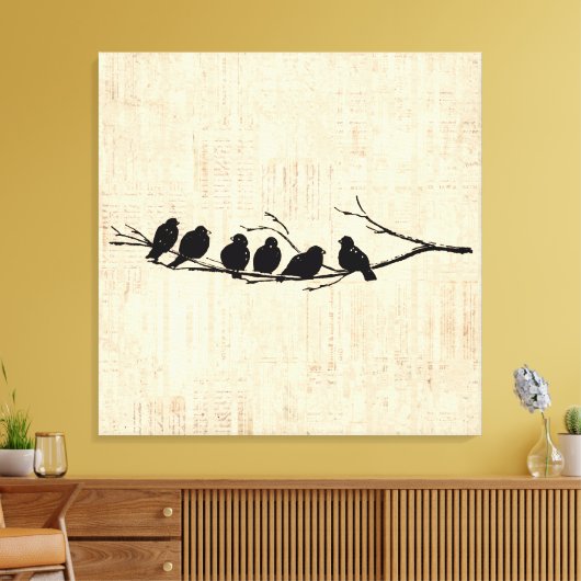 Vogels op de vogelkunst van de boomtak canvas afdruk (Insitu (Woonkamer))