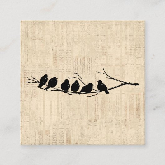 Vogels op de vogelkunst van de boomtak informatiekaartje (Voorkant)