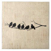 Vogels op de  vogelkunst van de boomtak tegeltje (Voorkant)