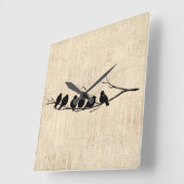 Vogels op de  vogelkunst van de boomtak vierkante klok (Hoek)