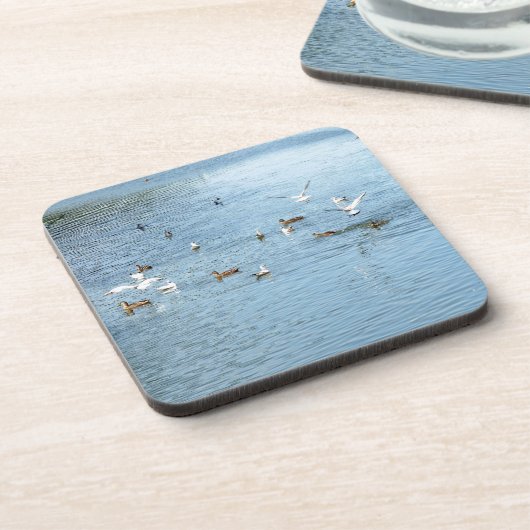 Vogels op de zomerrivier bier onderzetter (Linkerzijde)