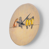 Vogels op draad - acrylwandklok grote klok (Hoek)