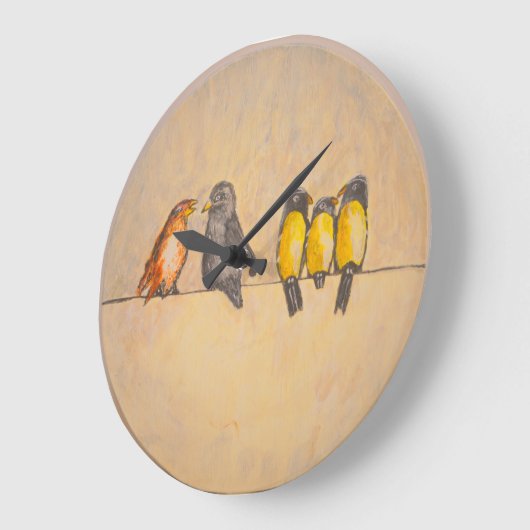 Vogels op draad - acrylwandklok grote klok (Hoek)