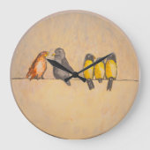 Vogels op draad - acrylwandklok grote klok (Voorkant)