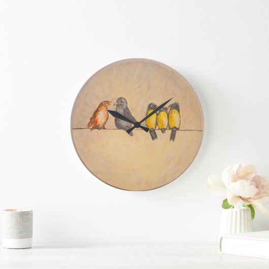 Vogels op draad - acrylwandklok grote klok (Huis)