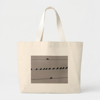 Vogels op draad grote tote bag