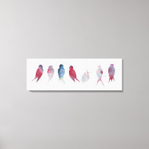 Vogels op draad Panoramisch canvas print 36x12 inc