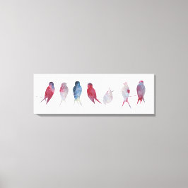 Vogels op draad Panoramisch canvas print 36x12 inc