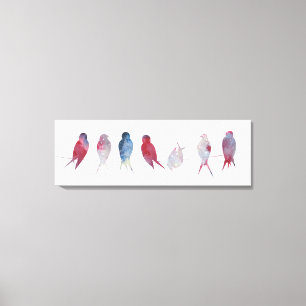Vogels op draad Panoramisch canvas print 36x12 inc