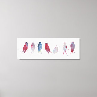 Vogels op draad Panoramisch canvas print 36x12 inc