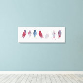 Vogels op draad Panoramisch canvas print 36x12 inc (Insitu (Houten vloer))