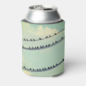 Vogels op draden, blauwe lucht. blikjeskoeler (Blikje Achterkant)