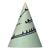 Vogels op draden,  blauwe lucht. feesthoedjes (Links)